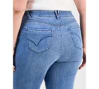 Democracy Plus High-Waisted Straight-Leg Frayed-Hem Jeans