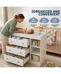gaomon Baby Changing Table with 3 Drawers and Storage Shelves