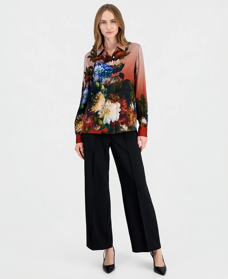 Elie Tahari Women's Shae Long-Sleeve Button-Down Floral-Print Blouse