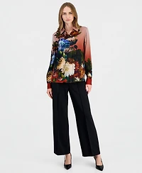 Elie Tahari Women's Shae Long-Sleeve Button-Down Floral-Print Blouse