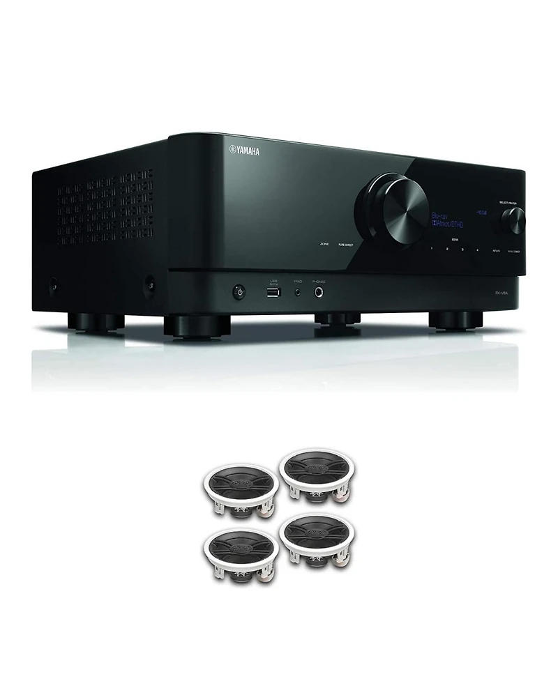 Yamaha Rx-V6A 7.2-Channel Av Receiver with 4 In-Ceiling Speakers
