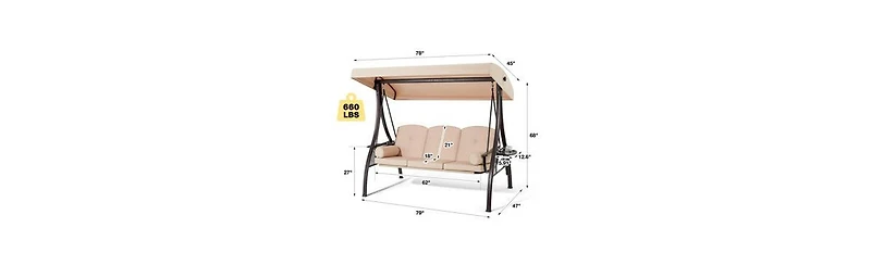 Erommy Porch Swing with Stand and Adjustable Canopy