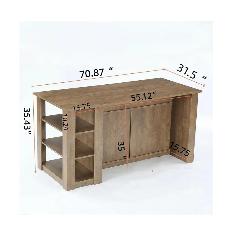 Tribesigns 70.8-Inch Kitchen Island with Storage, 3-Tier Farmhouse Island Table for Kitchen Dining Room