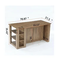 Tribesigns 70.8-Inch Kitchen Island with Storage, 3-Tier Farmhouse Island Table for Kitchen Dining Room