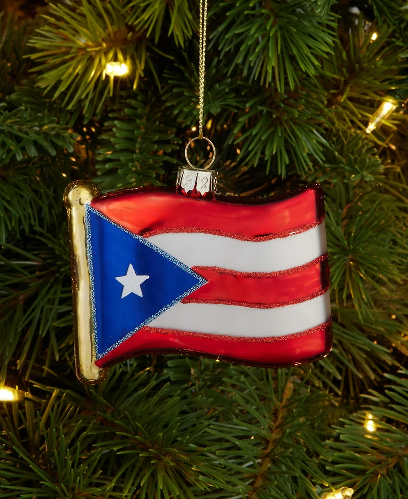 Holiday Lane Feliz Navidad Glass Flag Ornament, Exclusively at Macy's