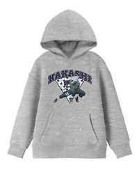 Naruto Classic Kakashi Fighting Stance Youth Heather Gray Graphic Hoodie-Small