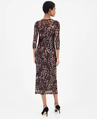 Anne Klein Women's Paisley-Print Side-Ruched Midi Dress