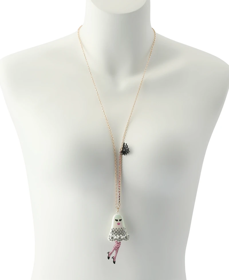 Betsey Johnson Faux-Stone Halloween Girly Ghost Pendant Necklace