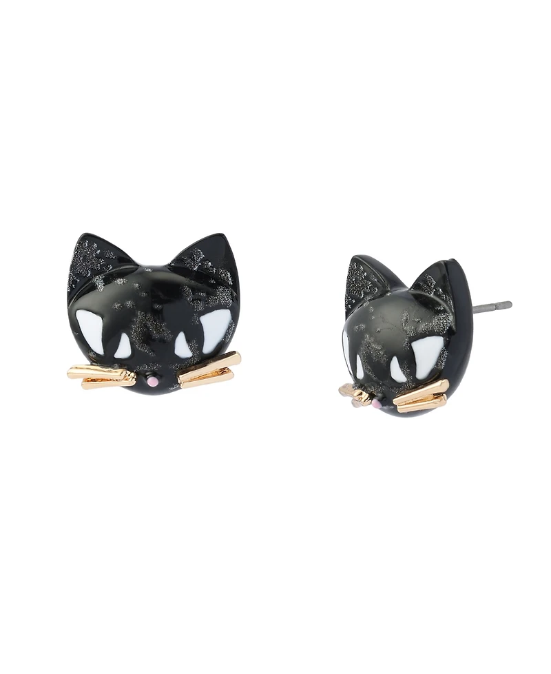 Betsey Johnson Black Pretty Spooky Cat Stud Earrings