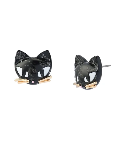 Betsey Johnson Black Pretty Spooky Cat Stud Earrings