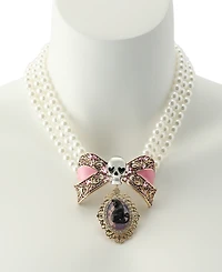 Betsey Johnson Faux-Stone Pretty Spooky Cat Imitation Pearl Torsade Necklace