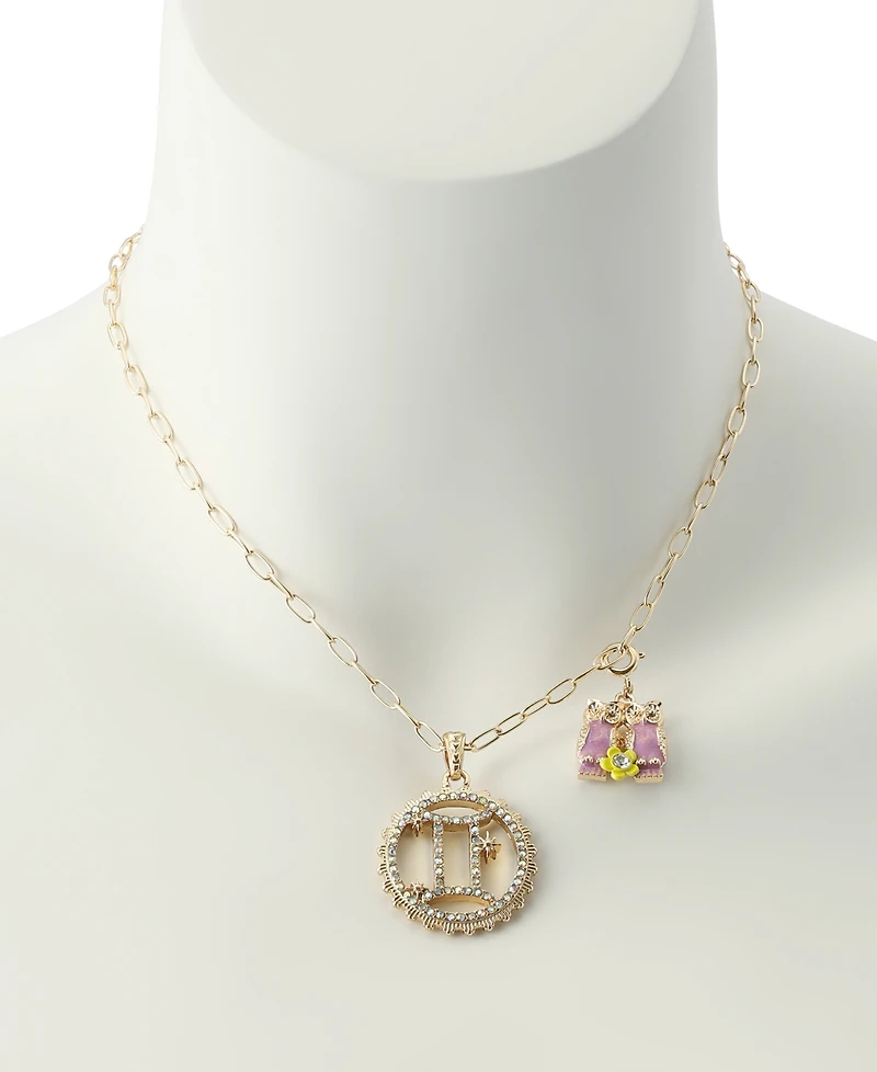 Betsey Johnson Faux-Stone Gemini Celestial Pendant Necklace Charm Zodiac Set