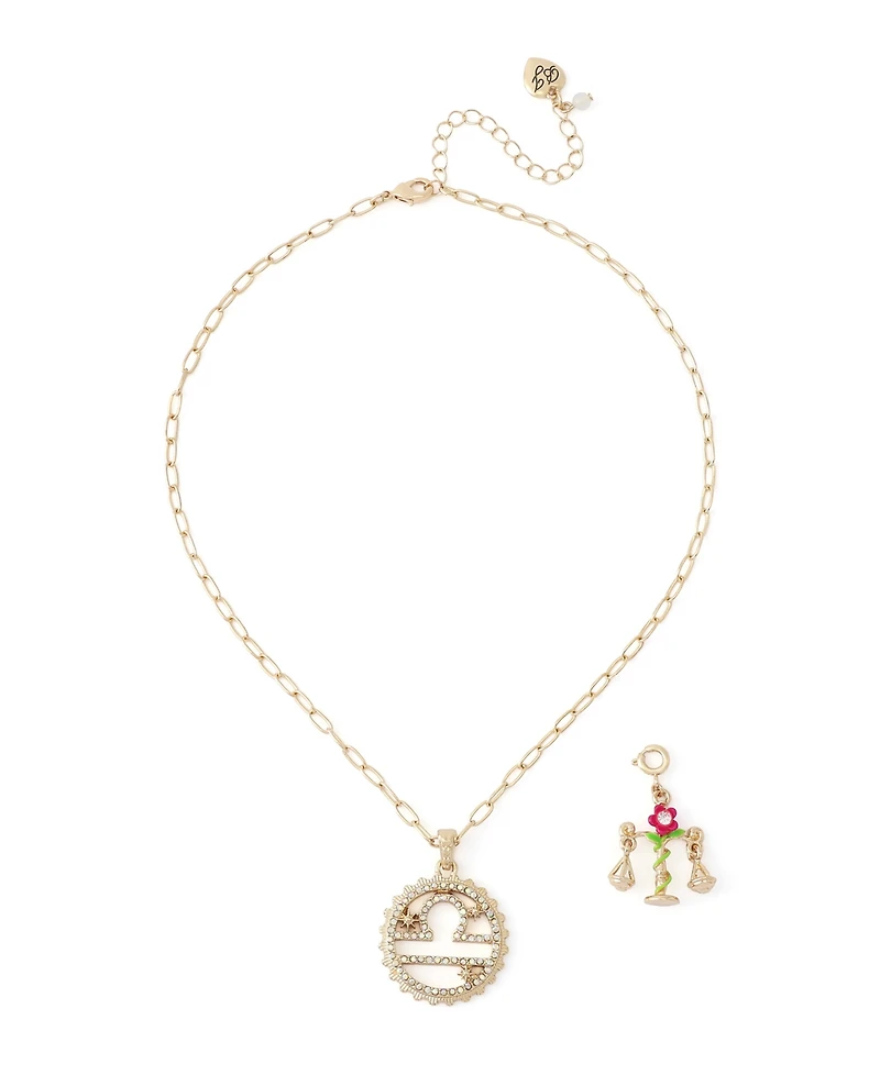 Betsey Johnson Faux-Stone Libra Celestial Pendant Necklace Charm Zodiac Set