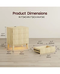 Vlsrka 19.7" Wide 3-Drawer Nightstand with Charging Station and Motion Sensor Led Light