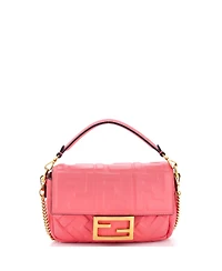 Pre-Owned Fendi Mini Baguette Nm Bag Zucca Embossed Leather