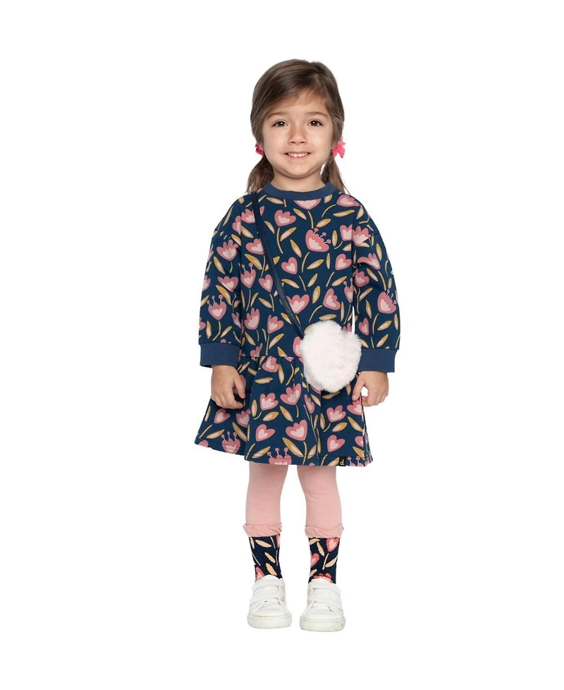 Deux par Toddler Girls 2T - 5T French Terry Dress Tulip Print