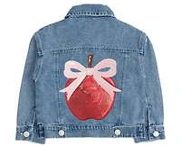 Sweet Wink Toddler Girls Apple Bow Sequin Patch Denim Jacket