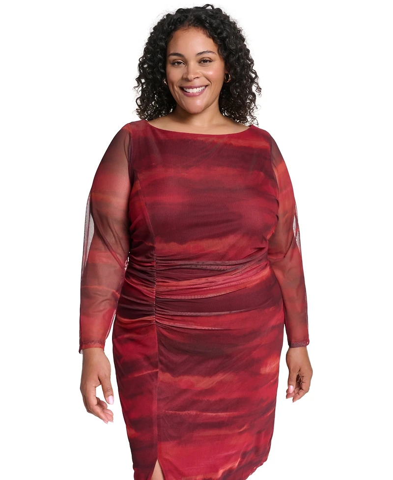 Vince Camuto Plus Printed Mesh Midi Dress