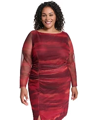Vince Camuto Plus Printed Mesh Midi Dress