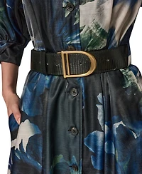 Donna Karan New York Petite Printed Belted Midi Shirt Dress