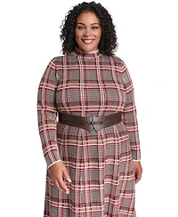 Eliza J Plus Mock Neck Midi Fit & Flare Dress