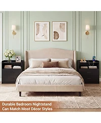 Aheaplus Nightstand with Charging Station, Sofa Side Table Drawers