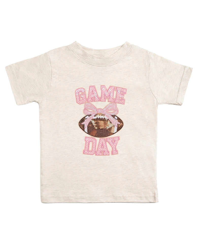 Sweet Wink Little Girls Game Day Sequin Patch Short Sleeve T-Shirt