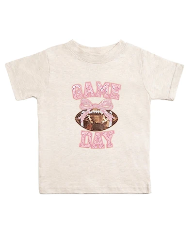 Sweet Wink Little Girls Game Day Sequin Patch Short Sleeve T-Shirt