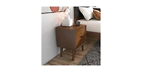 Lucky One 24.8" Width Solid Wood Mid Century Nightstand with 2-Drawer