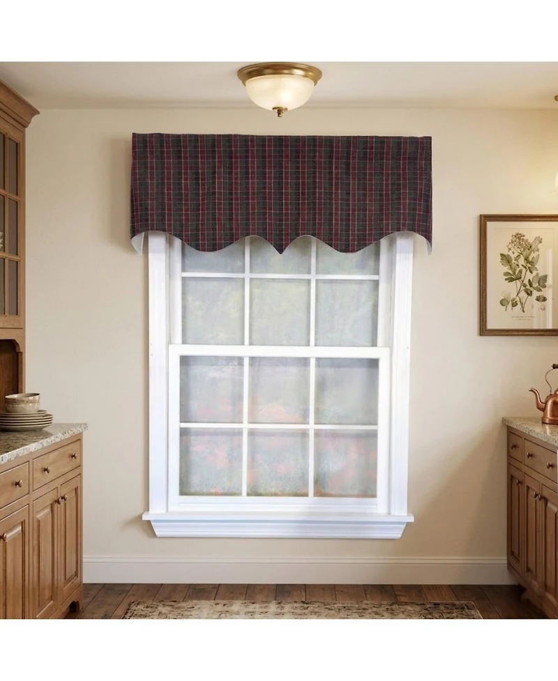 Rlf Home Tiffany Check Regal Window Valance 100% Cotton Lined Rod Pocket