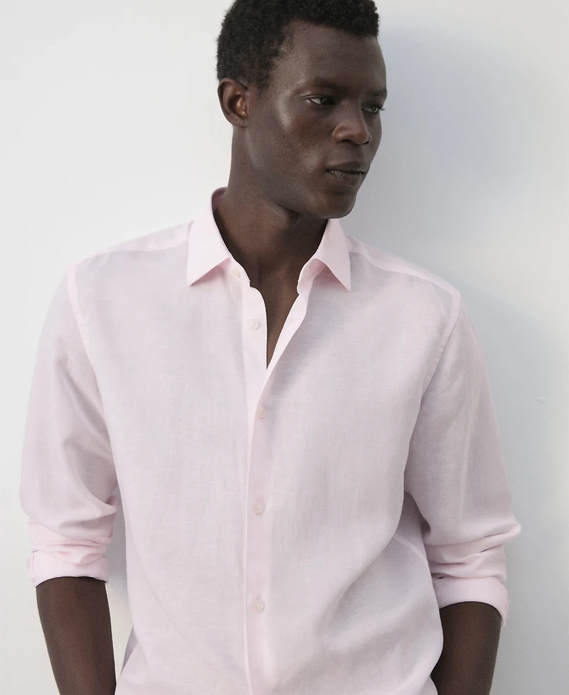 Mango Men's Regular Fit Linen Lyocell Shirt
