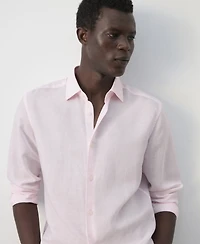 Mango Men's Regular Fit Linen Lyocell Shirt