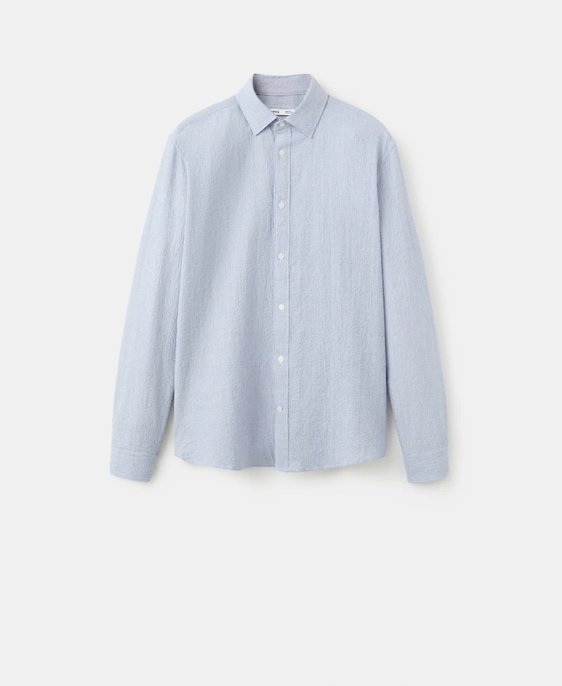 Mango Men's Textured Striped Seersucker Shirt
