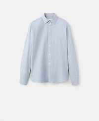 Mango Men's Textured Striped Seersucker Shirt