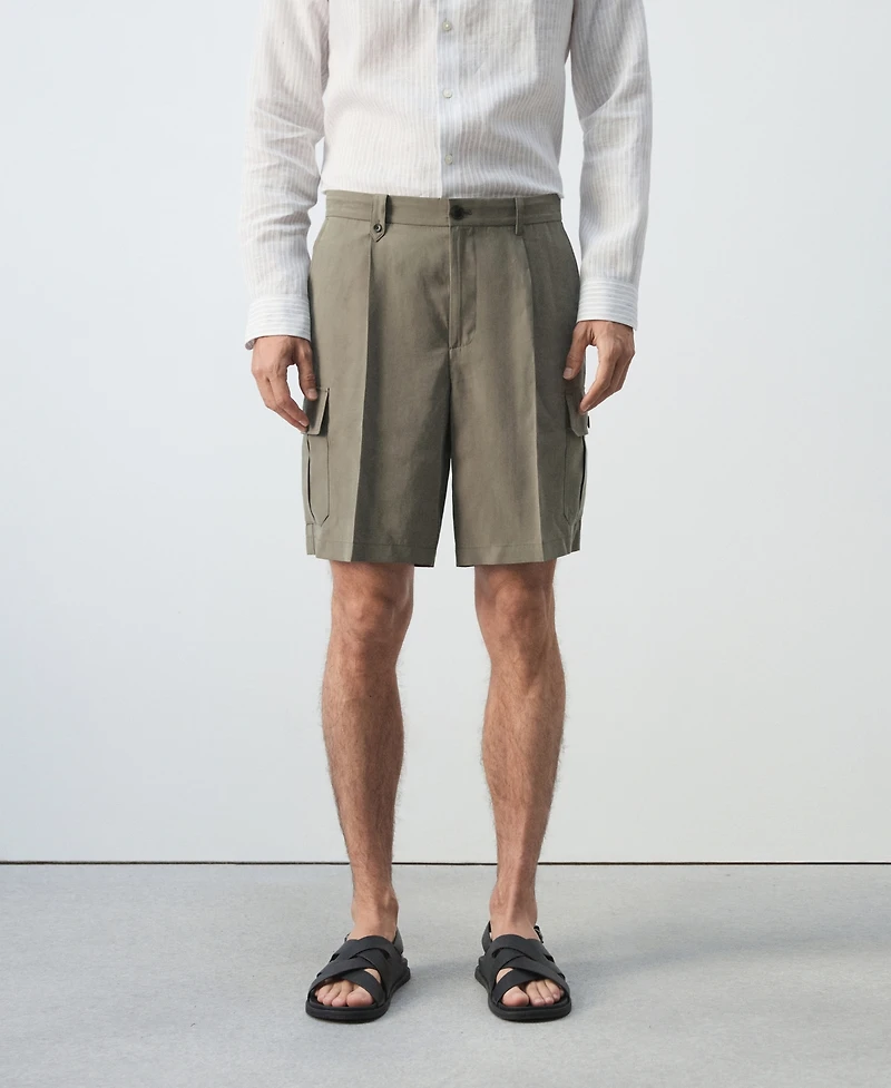 Mango Men's Modal Blend 9.06" Cargo Bermuda Shorts