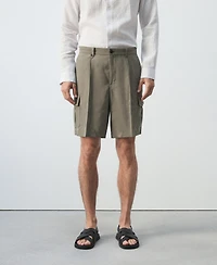 Mango Men's Modal Blend 9.06" Cargo Bermuda Shorts