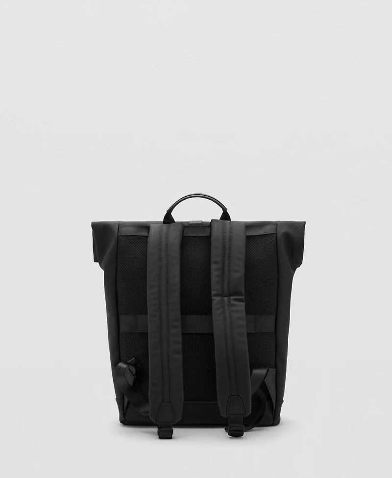 Mango Men's Flap Closure Rubberized Backpack