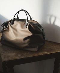 Mango Men's Leather Details Bowling Bag