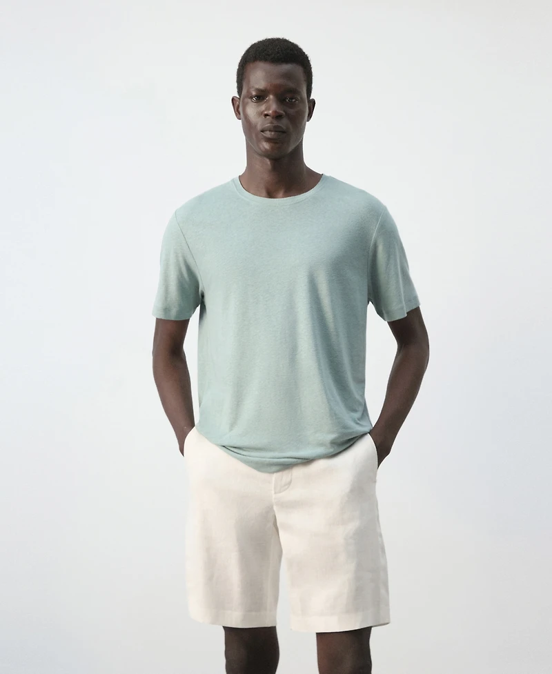 Mango Men's Slim-Fit Linen-Blend T-Shirt