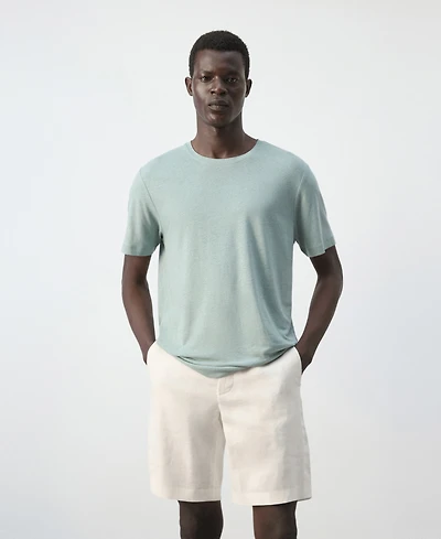 Mango Men's Slim-Fit Linen-Blend T-Shirt