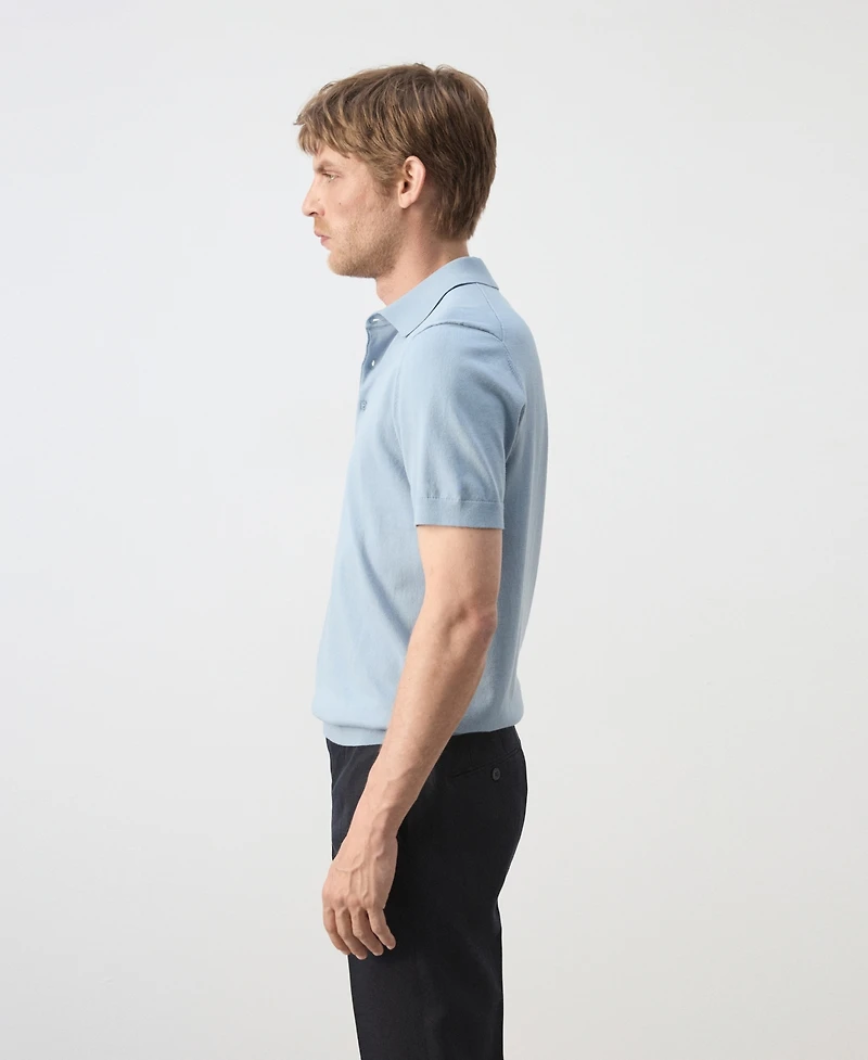 Mango Men's Cotton Fine-Knit Polo Shirt