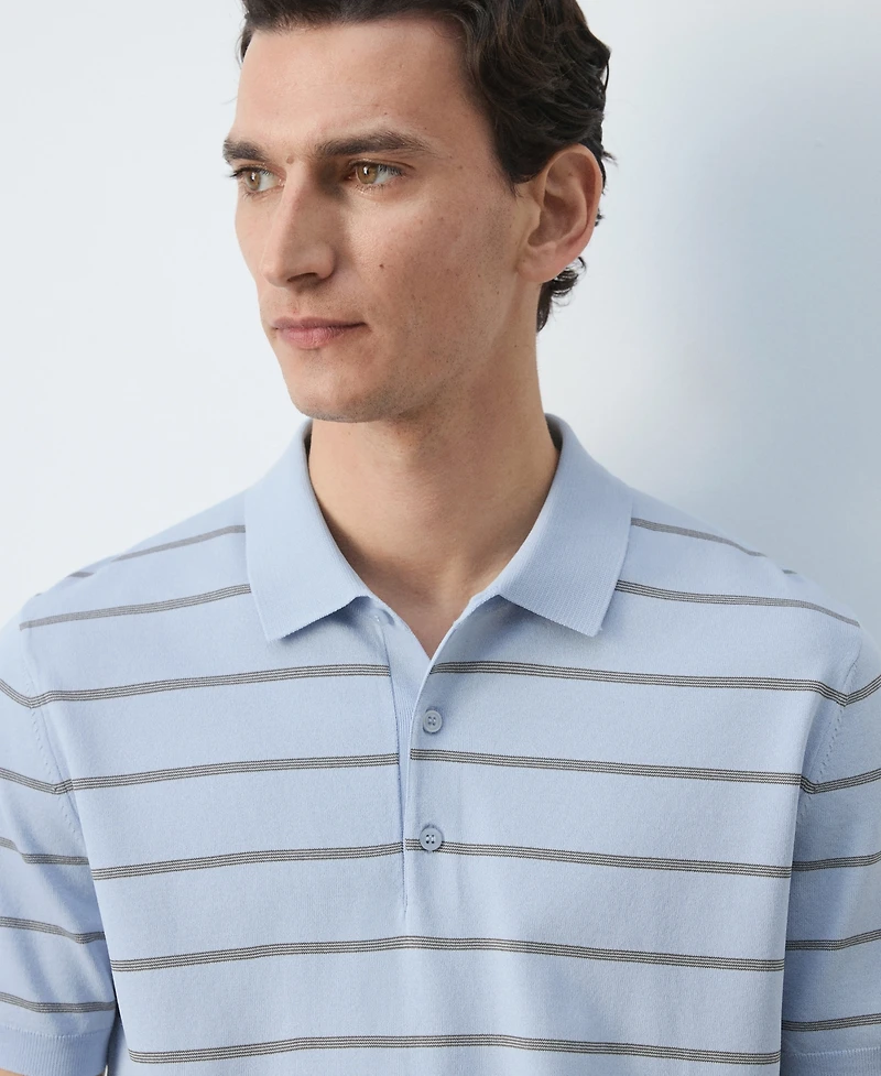 Mango Men's Striped Fine-Knit Polo Shirt