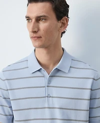 Mango Men's Striped Fine-Knit Polo Shirt