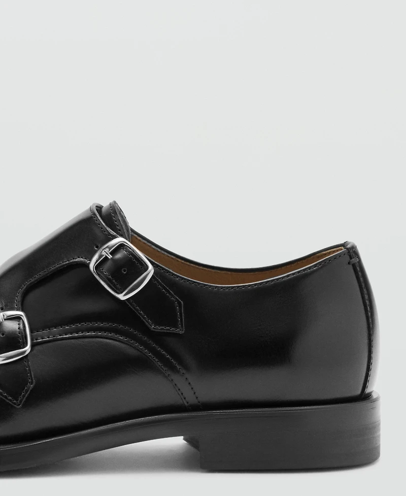 Mango Men's Double Buckle Leather Shoes