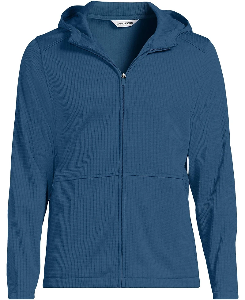 Lands' End Men's Unisex Grid Tech Hooded Zip Front Jacket