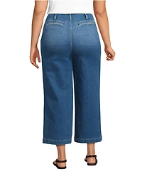 Lands' End Women's Recover Denim High Rise Patch Pocket Extra Wide Leg Crop Jeans