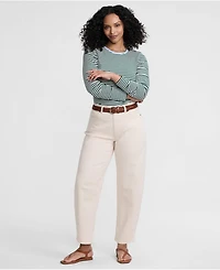 Lands' End Women's Soft Denim Mid Rise Relaxed Barrel Ankle Jeans