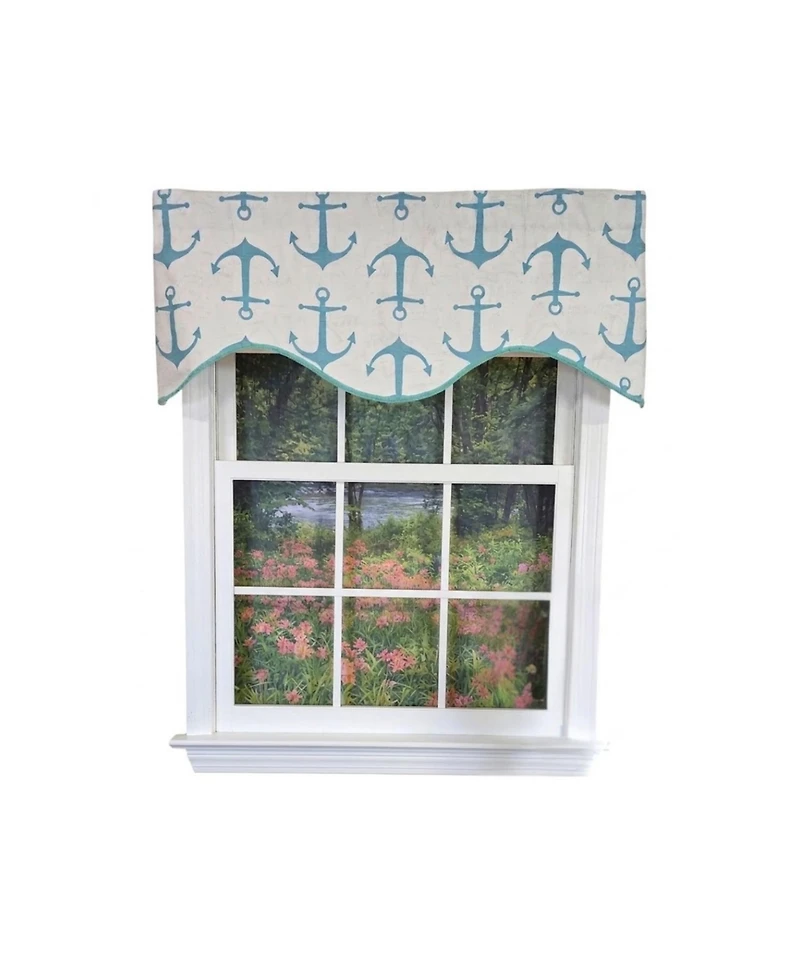 Rlf Home Anchors Cornice Window Valance 100% Cotton Lined Rod Pocket