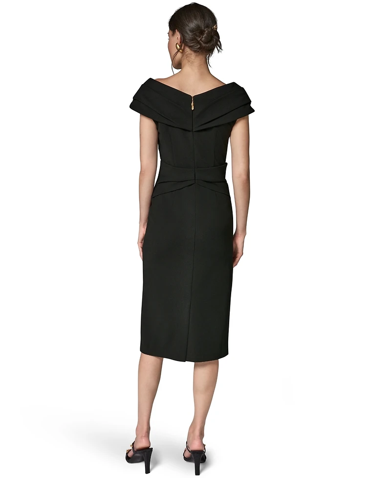 Donna Karan New York Women's Portrait Neck Sheath Midi Dress With Hardware