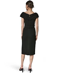 Donna Karan New York Women's Portrait Neck Sheath Midi Dress With Hardware